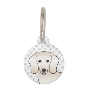 Cream Short Hair Dachshund Cute Cartoon Dog Head Pet ID Tag