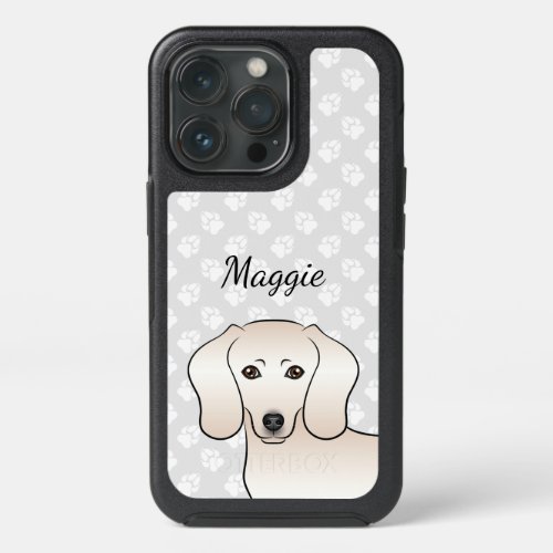 Cream Short Hair Dachshund Cute  Dog Head  Name iPhone 13 Pro Case