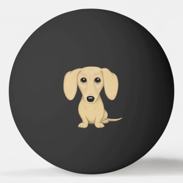 Cream Short Haired Dachshund Cartoon Dog Ping Pong Ball (Front)