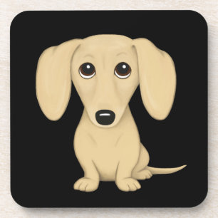 Cream Short Haired Dachshund Cute Cartoon Dog Beverage Coaster