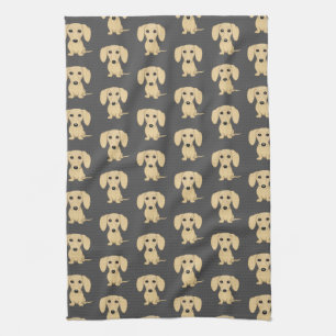 Cream Short Haired Dachshund Pattern Kitchen Towel