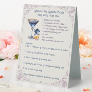 Cream Signature Cocktail: Berry Bubbly Bridal Brew Table Tent