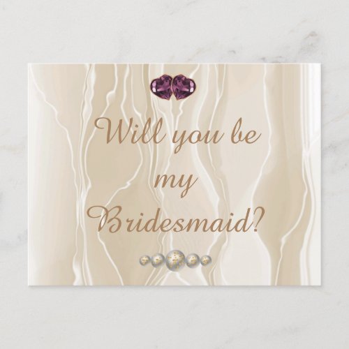 Cream Silk  Heart Gems Bridesmaid  Postcard