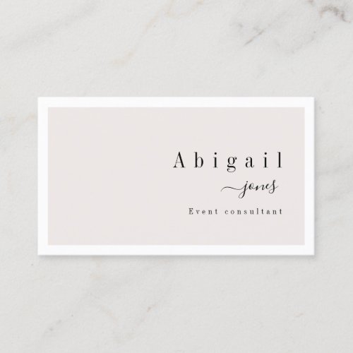 Cream Simple Script Modern Luxury Professional Business Card