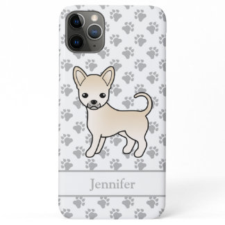 Cream Smooth Coat Chihuahua Cartoon Dog &amp; Name iPhone 11 Pro Max Case