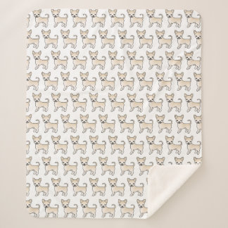 Cream Smooth Coat Chihuahua Cartoon Dog Pattern Sherpa Blanket