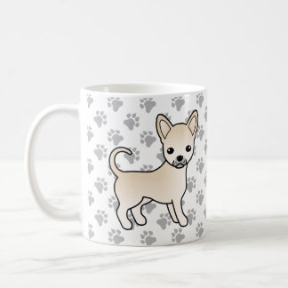 Cream Smooth Coat Chihuahua Cartoon Dog &amp; Paws Coffee Mug