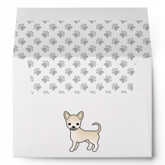 Cream Smooth Coat Chihuahua Cartoon Dog &amp; Paws Envelope