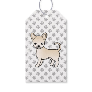Cream Smooth Coat Chihuahua Cartoon Dog &amp; Paws Gift Tags