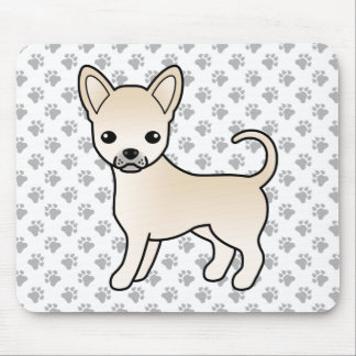 Cream Smooth Coat Chihuahua Cartoon Dog &amp; Paws Mouse Pad