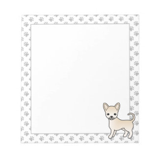 Cream Smooth Coat Chihuahua Cartoon Dog &amp; Paws Notepad