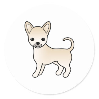 Cream Smooth Coat Chihuahua Cute Cartoon Dog Classic Round Sticker