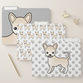 Cream Smooth Coat Chihuahua Cute Cartoon Dog File Folder