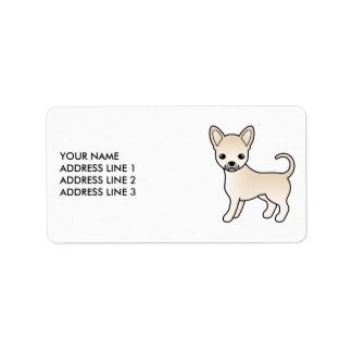 Cream Smooth Coat Chihuahua Cute Cartoon Dog Label