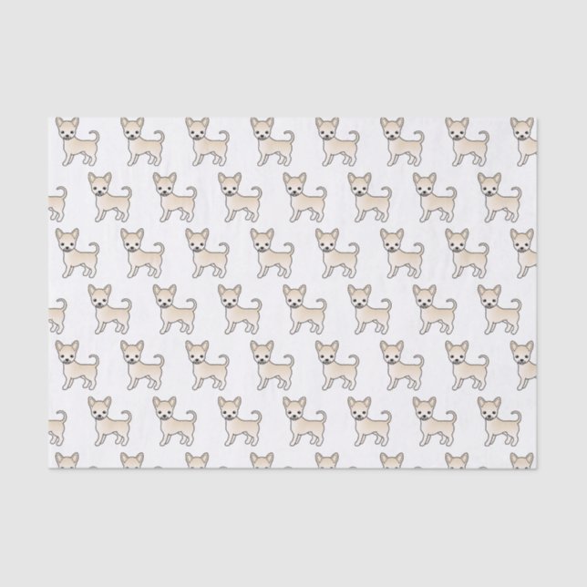 Cream Smooth Coat Chihuahua Cute Dog Pattern Tissue Paper (Front)