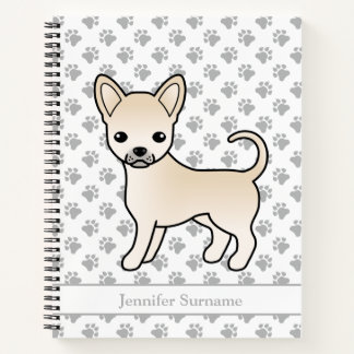 Cream Smooth Coat Chihuahua Dog &amp; Custom Text Notebook