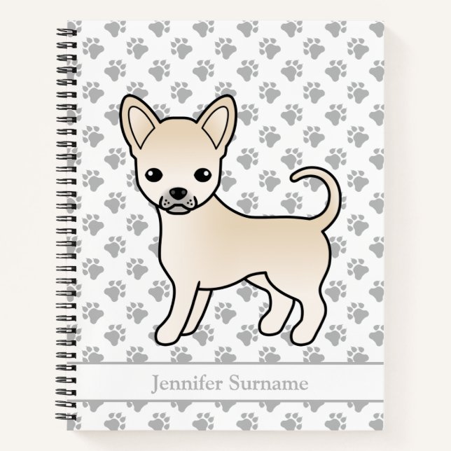 Cream Smooth Coat Chihuahua Dog & Custom Text Notebook (Front)