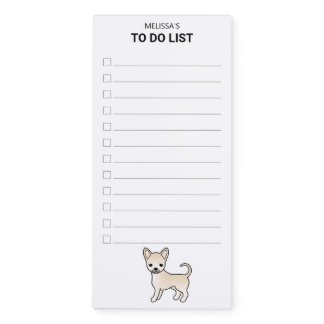 Cream Smooth Coat Chihuahua Dog To Do List Magnetic Notepad