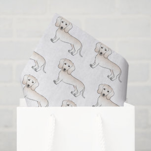 Cream Smooth Coat Dachshund Cartoon Dog Pattern Tissue Paper