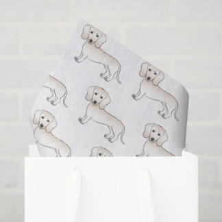 Cream Smooth Coat Dachshund Cartoon Dog Pattern Tissue Paper