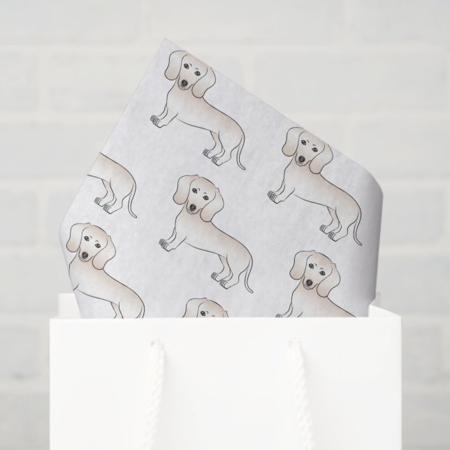Cream Smooth Coat Dachshund Cartoon Dog Pattern Tissue Paper (Gift Bag)
