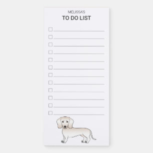 Cream Smooth Coat Dachshund Cartoon Dog To Do List Magnetic Notepad