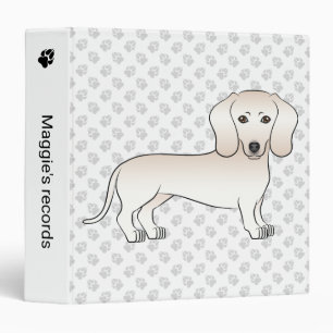 Cream Smooth Coat Dachshund Cartoon Dog With Paws 3 Ring Binder
