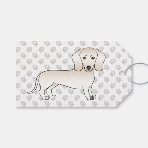 Cream Smooth Coat Dachshund Cartoon Dog With Paws Gift Tags