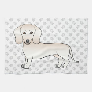Cream Smooth Coat Dachshund Cartoon Dog With Paws Kitchen Towel