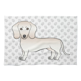 Cream Smooth Coat Dachshund Cartoon Dog With Paws Kitchen Towel