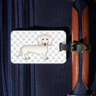 Cream Smooth Coat Dachshund Cartoon Dog With Paws Luggage Tag