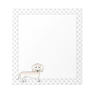 Cream Smooth Coat Dachshund Cartoon Dog With Paws Notepad