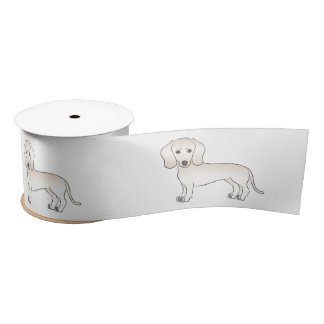 Cream Smooth Coat Dachshund Cute Cartoon Dog Satin Ribbon