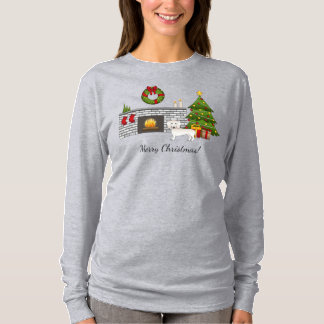 Cream Smooth Coat Dachshund In Christmas Room T-Shirt