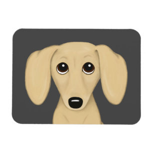 Cream Smooth Coated Dachshund Cartoon Dog Magnet