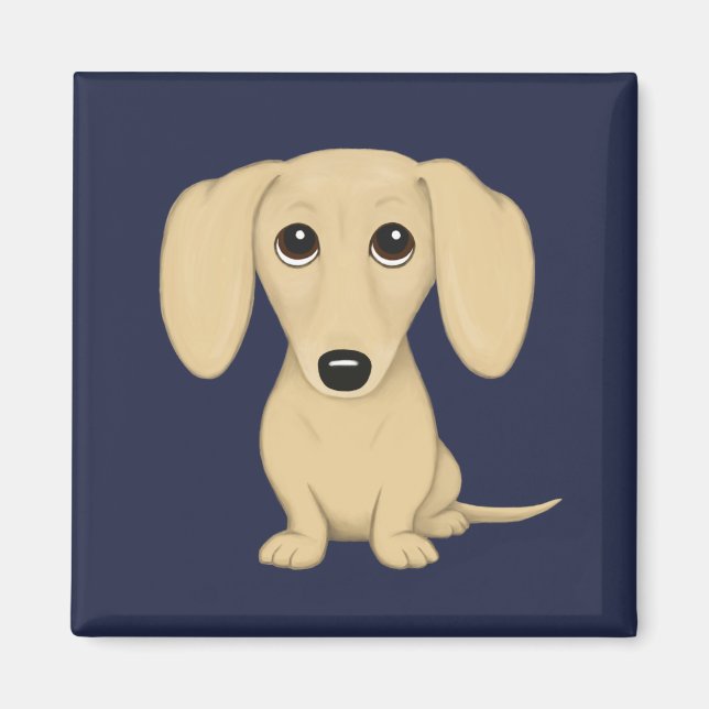 Cream Smooth Coated Dachshund Cartoon Dog Magnet (Front)