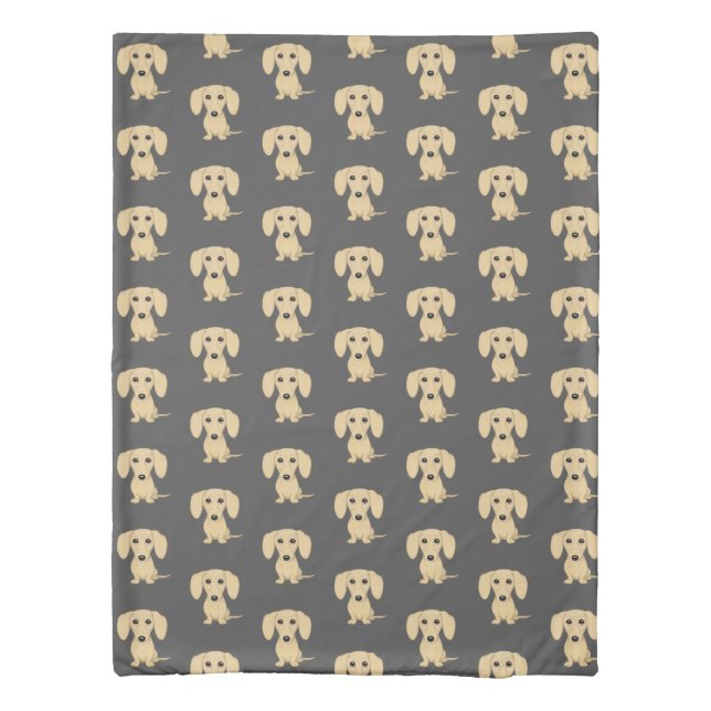 Cream Smooth Coated Dachshund Dogs Pattern Duvet Cover (Back)