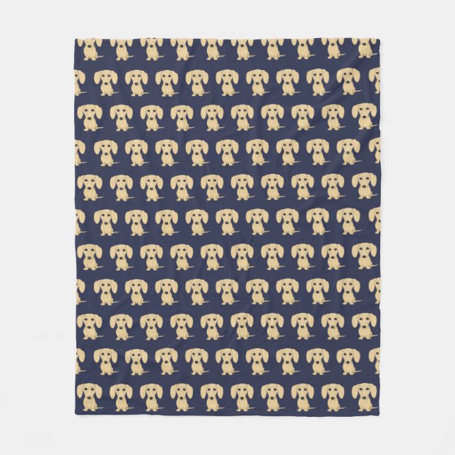 Cream Smooth Coated Dachshund Dogs Pattern Fleece Blanket (Front)
