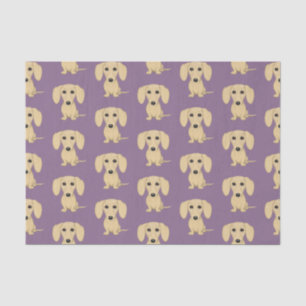 Cream Smooth Coated Dachshund Pattern Cute Dogs Tissue Paper