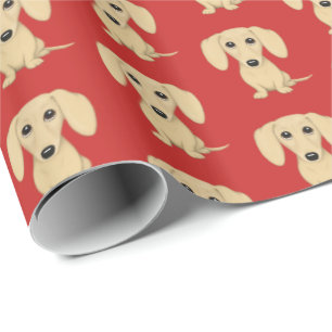 Cream Smooth Coated Dachshund Pattern Cute Dogs Wrapping Paper