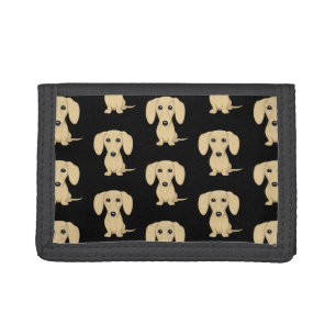 Cream Smooth Coated Dachshund Pattern Cute Trifold Wallet