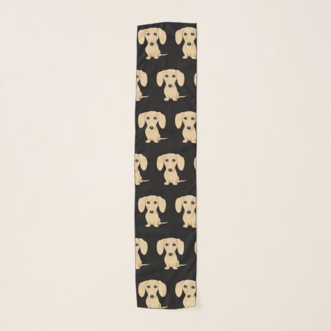 Cream Smooth Coated Dachshund Pattern Dog Lover's Scarf (Front)