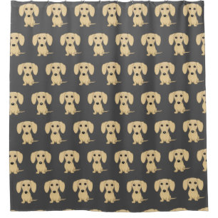 Cream Smooth Coated Dachshund Pattern Wiener Dogs Shower Curtain