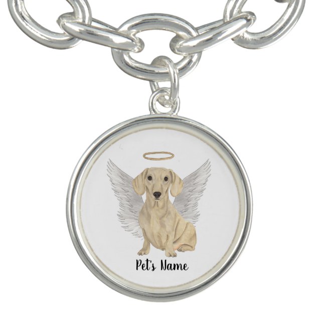 Cream Smooth Dachshund Sympathy Memorial Bracelet (Design)