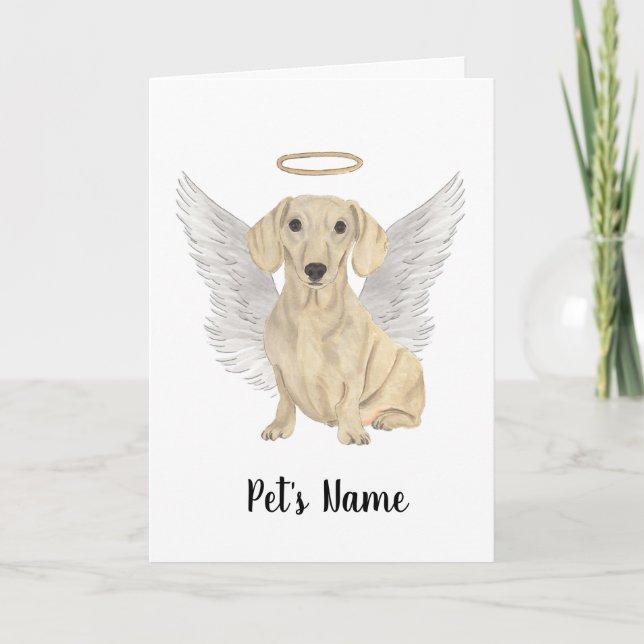 Cream Smooth Dachshund Sympathy Memorial Card (Front)