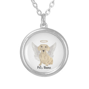 Cream Smooth Dachshund Sympathy Memorial Silver Plated Necklace