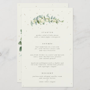 Cream Snowberry + Eucalyptus 3 Course Wedding Menu