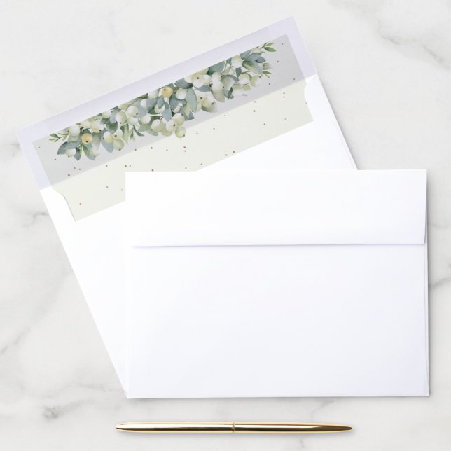 Cream Snowberry+Eucalyptus A10 (8.75x6.5” Invite) Envelope Liner (Desk)