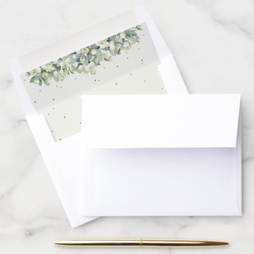 Cream SnowberryEucalyptus A2 55 x 425 cards Envelope Liner