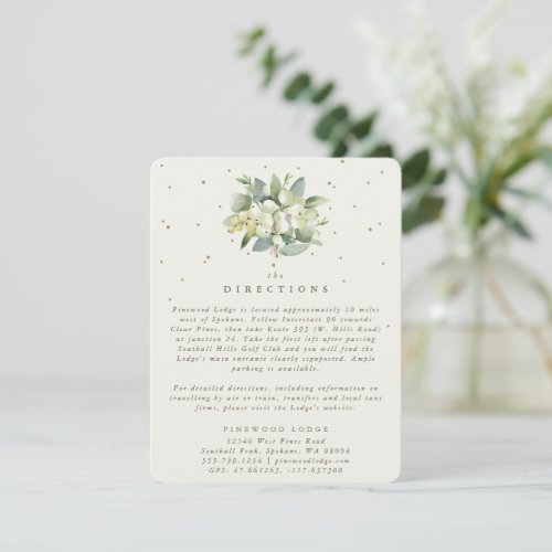Cream SnowberryEucalyptus Bouquet Directions Enclosure Card
